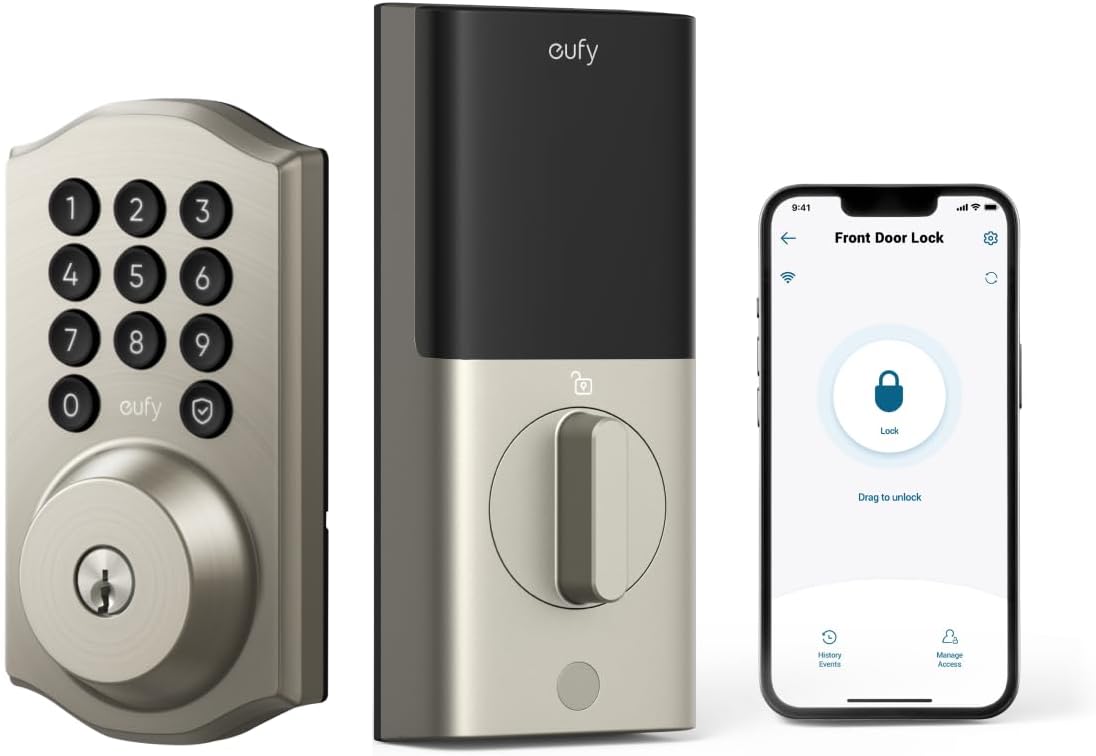 eufy Smart Lock C30, Keyless Entry Door Lock, Built-in WiFi Deadbolt, Smart Lock for Front Door, No Bridge Required, Easy Installation, App Remote Control, Auto Lock, Black