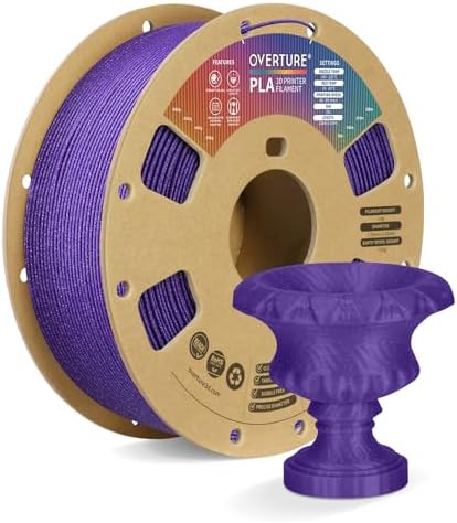 OVERTURE PLA Filament 1.75mm PLA 3D Printer Filament, 1kg Cardboard Spool (2.2lbs), Dimensional Accuracy +/- 0.02mm, Fit Most FDM Printer (Black 1-Pack)