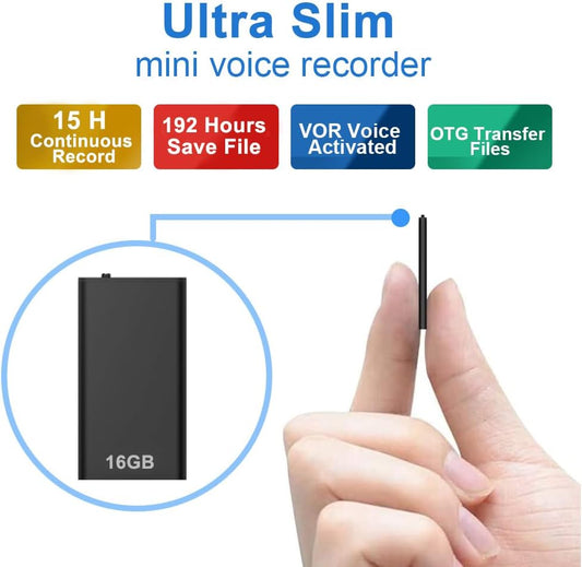 16GB Digital Voice Recorder with AI-Intelligent Triple Noise Reductio，Recorder with Playback for Meetings/Interviews/Classroom - PuriLite