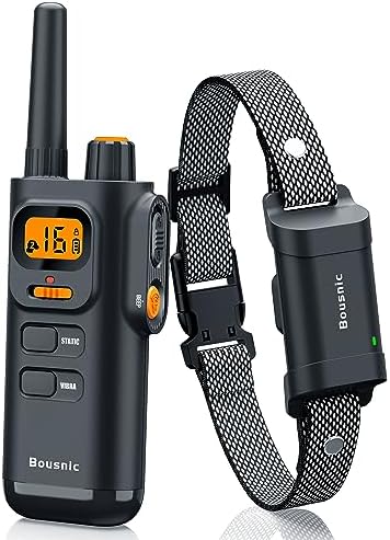 Bousnic Dog Shock Collar with Remote - [New Edition] 4000FT Dog Training Collar for Large Medium Small Dogs (8-120lbs) Waterproof Rechargeable E Collar with Beep, Vibration, Safe Shock (Bright Blue)