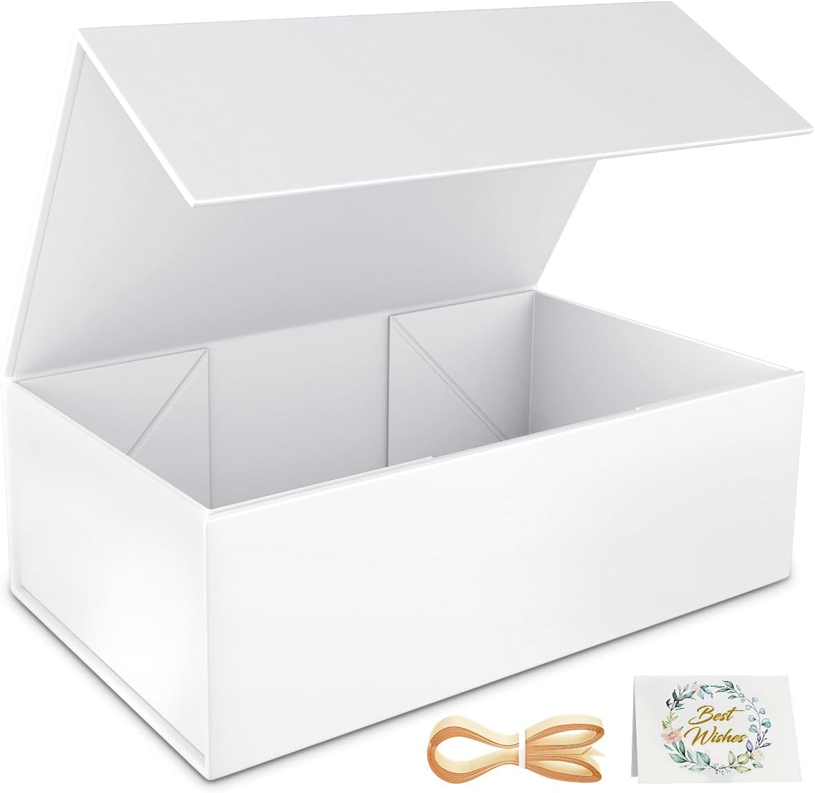 Black Gift Box, 9.5x6x3 Inch Gift boxes for Presents with Lids Magnetic Closure Rectangle Collapsible for Groomsman Proposal Box, Wedding, Christmas, Halloween, Birthday Gifts Packging