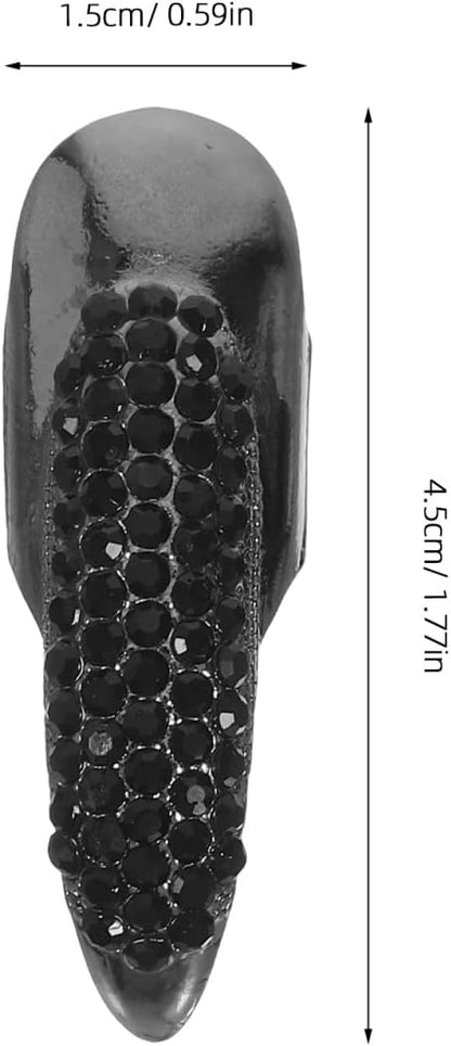 Sewroro 10pcs Paw Talon Finger Ring Punk Style Claw Ring Gothic Finger Nail Tip Claw Rings for Cosplay Party (3 Sizes/Black)