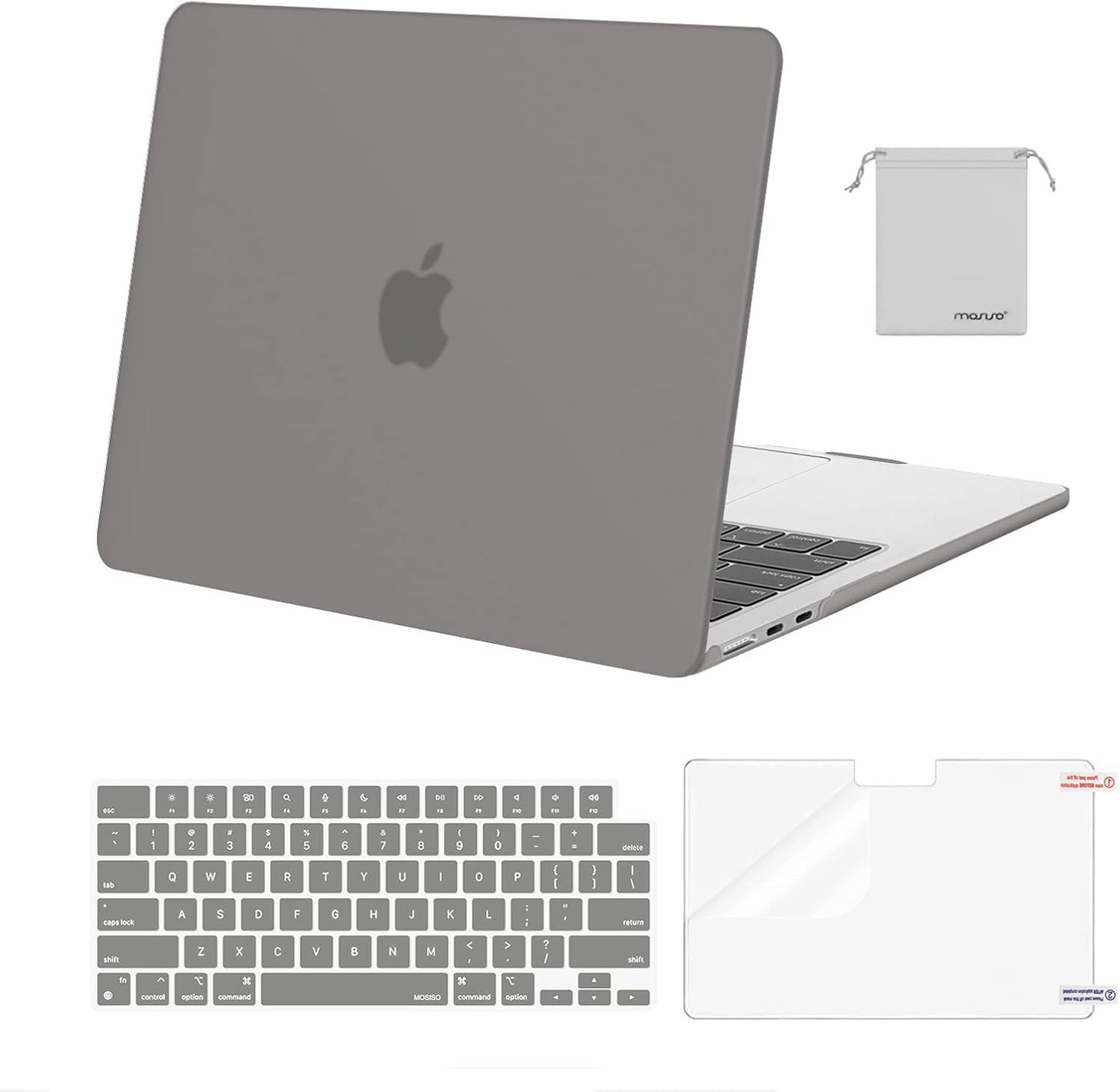 MOSISO Compatible with MacBook Air 13 inch Case 2025 2024 2023 2022 M4 A3240 M3 A3113 M2 A2681, Plastic Hard Shell&Keyboard Cover&Screen Film&Pouch for MacBook Air 13.6 inch Case, Crystal Clear
