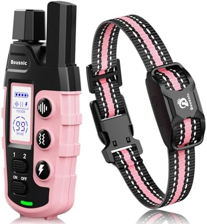 Bousnic Dog Shock Collar - 3300Ft Dog Training Collar with Remote for 5-120lbs Small Medium Large Dogs Rechargeable Waterproof e Collar with Beep (1-8), Vibration(1-16), Safe Shock(1-99) Modes (Blue)