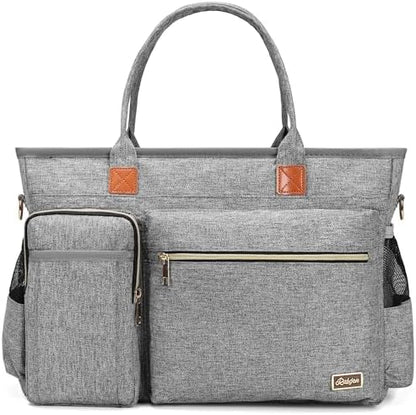 Laptop Tote Bag, Middle Size Computer Messenger Teacher Bag with 15.6'' Padded Laptop Sleeve - PuriLite