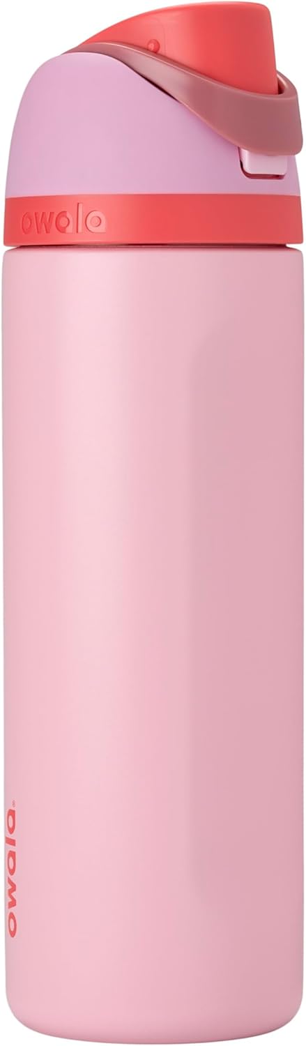 24 oz Insulated Stainless Steel Water Bottle with Straw Lid – Double Wall Cold Drink Bottle for Sports, Travel, Gym, and Daily Hydration (Pink) - PuriLite
