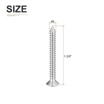DTGN 100Pcs #6x1/2 Flat Head Wood Screws, 304 Stainless Steel Phillips Self Tapping Screws - Good for Woodworking, Furniture - Silver