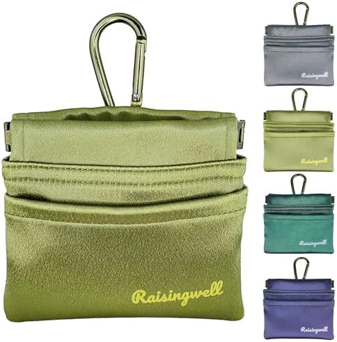 Raisingwell Dog Treat Pouch, Black Pocket Sized Pet Training Pouch, Cotton Fabric, Hand Free Dog Walking Bag with Carabiner, Self-Closing Pet Feed Snack Reward, for Pet Puppy Travel or Outdoor Use