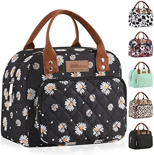 HOMESPON Lunch Bag for Woman Man Adults with Front Pocket Insulated Lunch Tote Lunch Box Container for Work Picnic or Travel(Black)