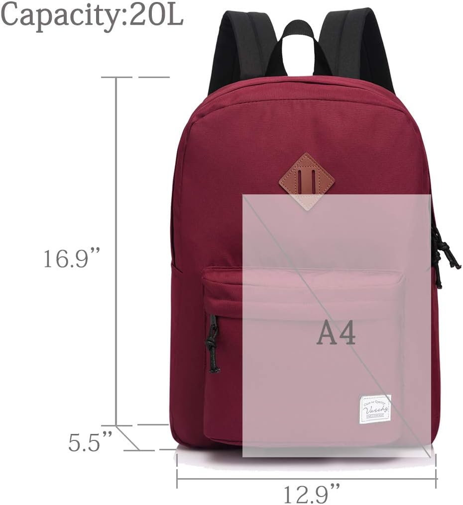School Backpack for Kids, VASCHY Lightweight Water Resistant Casual Schoolbag Daypack for Men Women Teen Boys Girl Bookbag