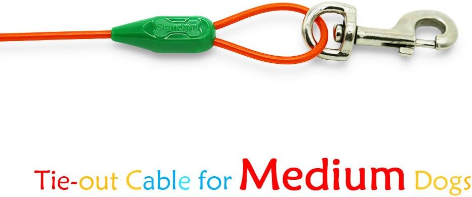 Petest 25ft Reflective Tie-Out Cable for Small Dogs Up to 35 Pounds