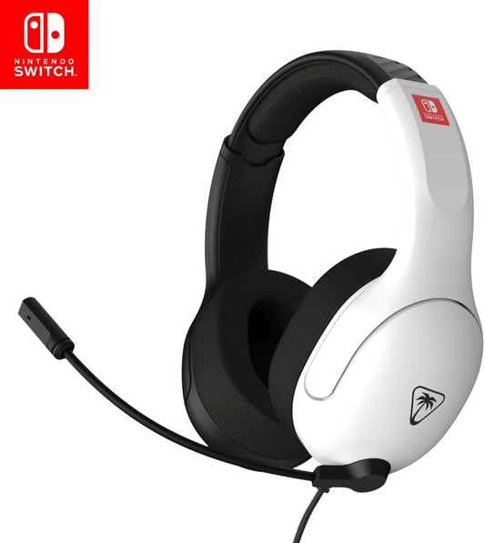 Turtle Beac Airlite Fit Officially licensed Nintendo Wired Gaming Headset for Nintendo Switch – White & Black