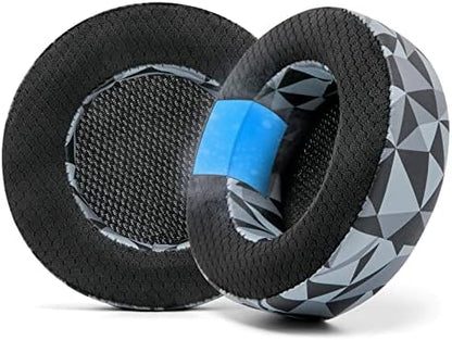 WC Freeze Virtuoso - Hybrid Fabric Cooling Gel Replacement Earpads for Corsair Virtuoso Gaming Headset, Made by Wicked Cushions, Improved Durability, Thickness and Sound Isolation | Cyan Prism