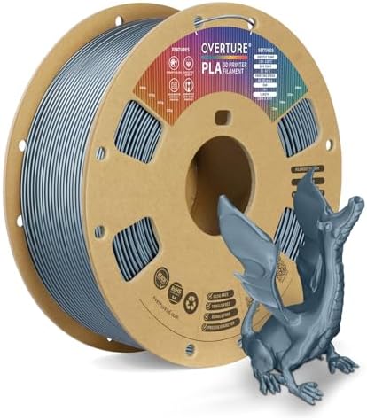 OVERTURE PLA Filament 1.75mm PLA 3D Printer Filament, 1kg Cardboard Spool (2.2lbs), Dimensional Accuracy +/- 0.02mm, Fit Most FDM Printer (Black 1-Pack)