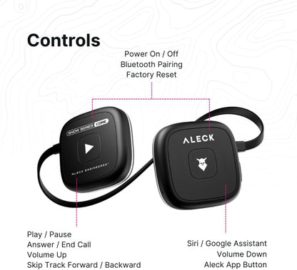 ALECK Snow Series Core Wireless Bluetooth Helmet Speakers – Drop-In On-Ear Headphones with Microphone, Audio-Ready Ski & Snowboard Helmet Compatible - PuriLite