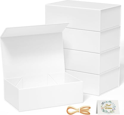 Black Gift Box, 9.5x6x3 Inch Gift boxes for Presents with Lids Magnetic Closure Rectangle Collapsible for Groomsman Proposal Box, Wedding, Christmas, Halloween, Birthday Gifts Packging