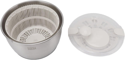 Zerodis Stainless Steel Salad Large Capacity Step Capacity Spinner Fast Dry Fruit Fruit Waser Manual Rotation for Kitchen Use - PuriLite