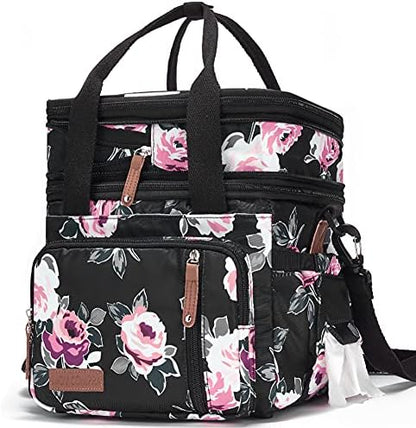 Lunch Bag Women Insulated Lunch Box for Work, Purple Expandable Large Lunch Bags, Leakproof Double Deck Lunch Box Cooler Bag（Purple）