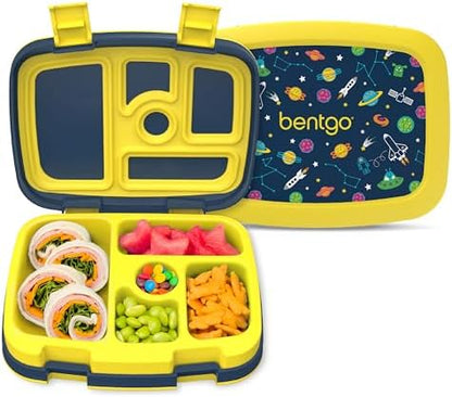 Bentgo Kids Prints (Unicorn) - Leak-Proof, 5-Compartment Bento-Style Kids Lunch Box - Ideal Portion Sizes for Ages 3 to 7 - BPA-Free and Food-Safe Materials