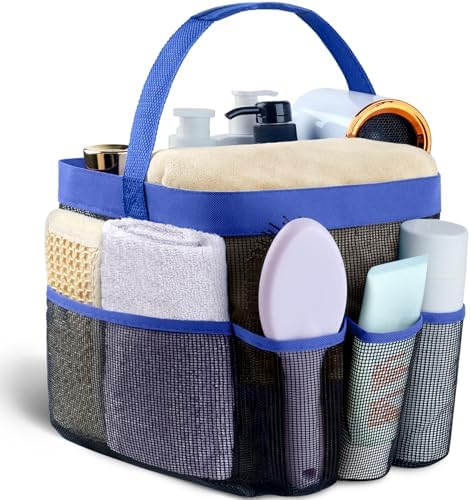 Attmu Mesh Shower Caddy Portable for College Dorm Room Essentials with 8 Pockets, Hanging Shower Caddy Basket Tote Bag Toiletry Accessories for Bathroom