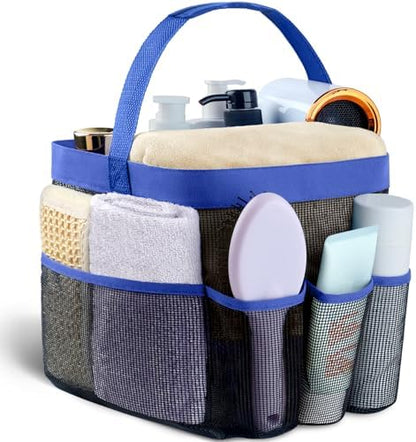 Attmu Mesh Shower Caddy Portable for College Dorm Room Essentials with 8 Pockets, Hanging Shower Caddy Basket Tote Bag Toiletry Accessories for Bathroom