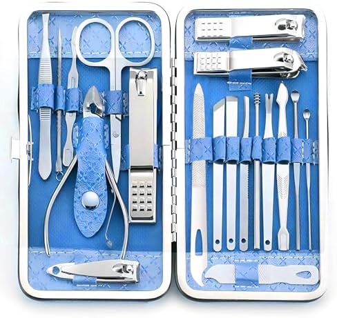 Manicure Set - 19 in 1 Professional Nail Clippers Pedicure Kit, Manicure Tool Kit, Stainless Steel Facial Grooming Set Kit, Gift Idea for Women, Men, Girls, Teens, Beige