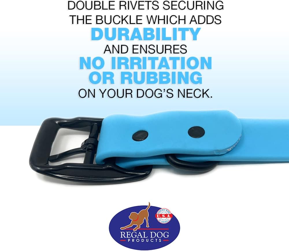 Regal Dog Products Large Pink Waterproof Hunting Dog Collar with Heavy Duty Black Hardware Buckle & D Ring | Custom Fit Vinyl-Coated Webbing Water Resistant Collar for Small, Medium & Large Dogs
