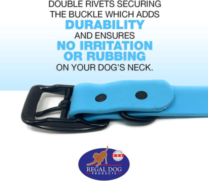 Regal Dog Products Large Pink Waterproof Hunting Dog Collar with Heavy Duty Black Hardware Buckle & D Ring | Custom Fit Vinyl-Coated Webbing Water Resistant Collar for Small, Medium & Large Dogs