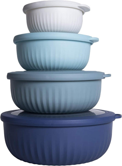 COOK WITH COLOR Prep Bowls with Lids- 8 Piece Nesting Plastic Small Mixing Bowl Set with Lids (Teal Ombre)