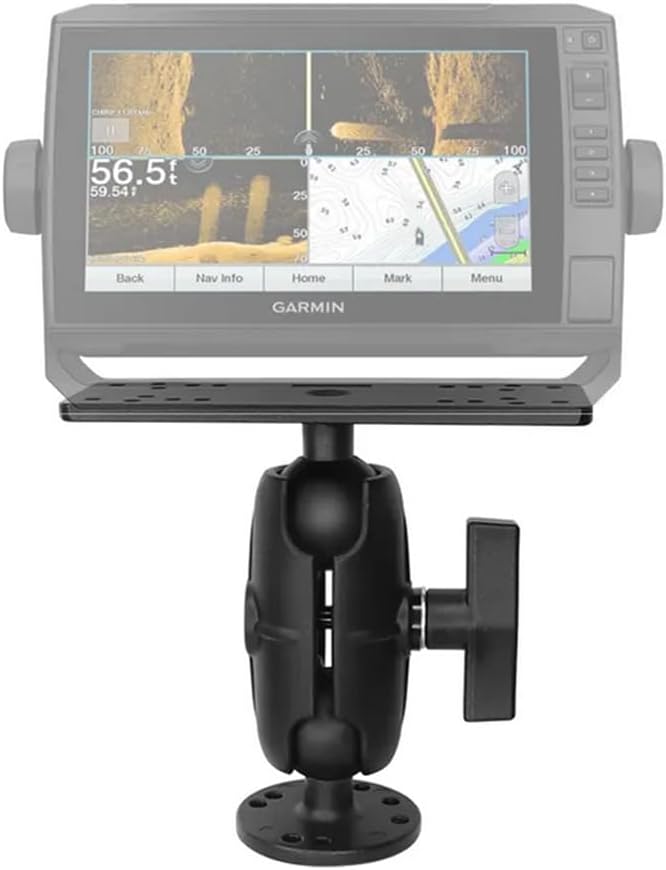 Strg Kayak Fish Finder Mount with 1.5" C Size Ball Rectangular Plate and Round Base, 3.75" Medium Arm Fish Finder Mount Boat Marine Electronic Mounts for Garmin, Lowrance and More Fish Finders
