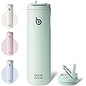 POWCAN 26 oz Insulated Water Bottle with 2-in-1 Straw and Spout Lid, Keep Cold 24H, Leak-Proof, Fits in Car Cup Holder, Stainless Steel Water Bottle for Sports, Travel, and School (Cotton Candy)