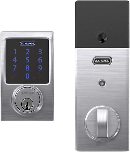 Schlage BE469ZP CAM 622 Connect Smart Deadbolt with Alarm with Camelot Trim in Matte Black, Z-Wave Plus Enabled