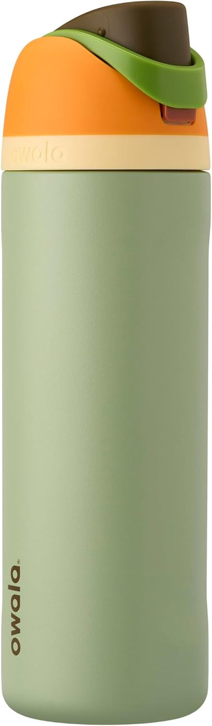 Owala FreeSip Insulated Stainless Steel Water Bottle with Straw for Sports and Travel, BPA-Free, 24-oz, Very, Very Dark
