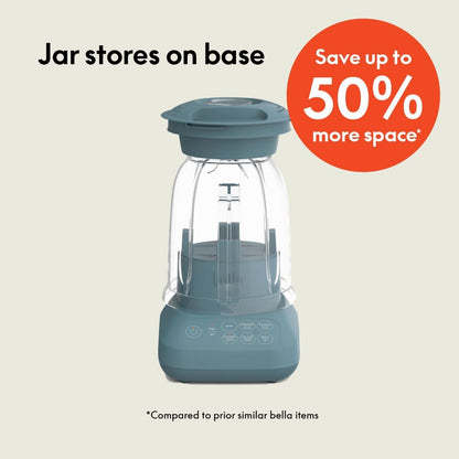 Bella 10-Speed Countertop Blender, Juicer and Smoothies, Fits Anywhere™, Slim Design with Lid and Lid for Dishwasher Stainless Steel Carafe, 450W, Surf