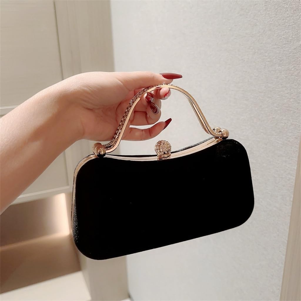 MZRAN Bags for Women, Women Rhinestones Handle Clutch Purse Velvet Handbag Evening Handbags Clutch Purse Wedding Party Bags - PuriLite