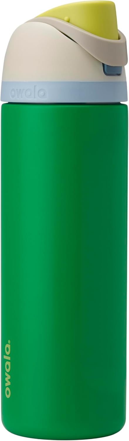 Owala FreeSip Insulated Stainless Steel Water Bottle with Straw for Sports and Travel, BPA-Free, 24-oz, Very, Very Dark