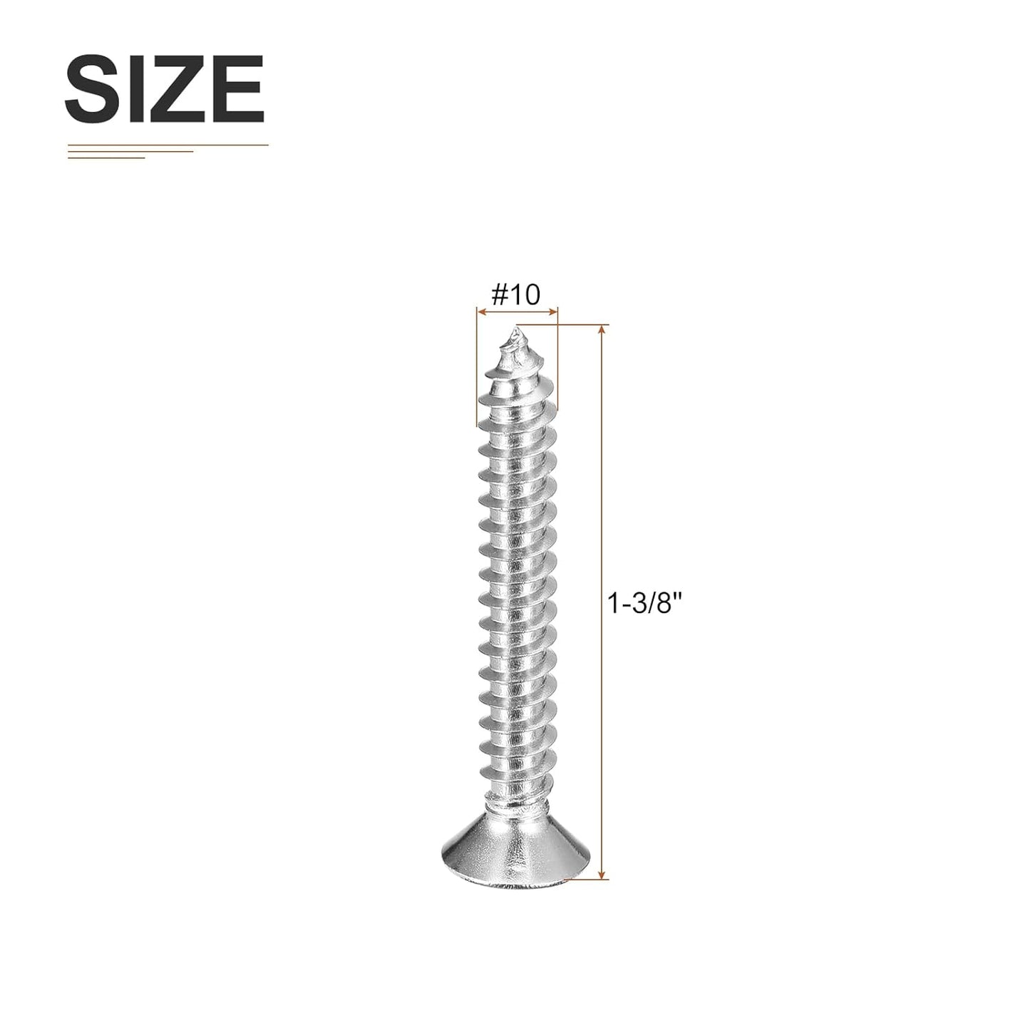 DTGN 100Pcs #8x1 Flat Head Wood Screws, 304 Stainless Steel Phillips Self Tapping Screws - Good for Woodworking, Furniture - Silver