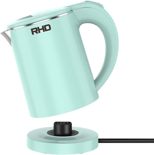 RHD 0.5L Small Portable Electric Kettles for Boiling Water, 304 Stainless Steel Hot Water Dispensers, Fast Boil Teapot, Auto Shut-Off, Perfect For Dorm RV Travel Coffee Tea, Green