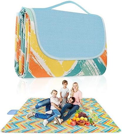 Habaylin Picnic Blanket Large, 79"X79" Waterproof Extra Large Beach Blanket, Foldable Picnic Blanket for Hiking, Party, Camping on Grass Sandproof Handy Picnic Mat