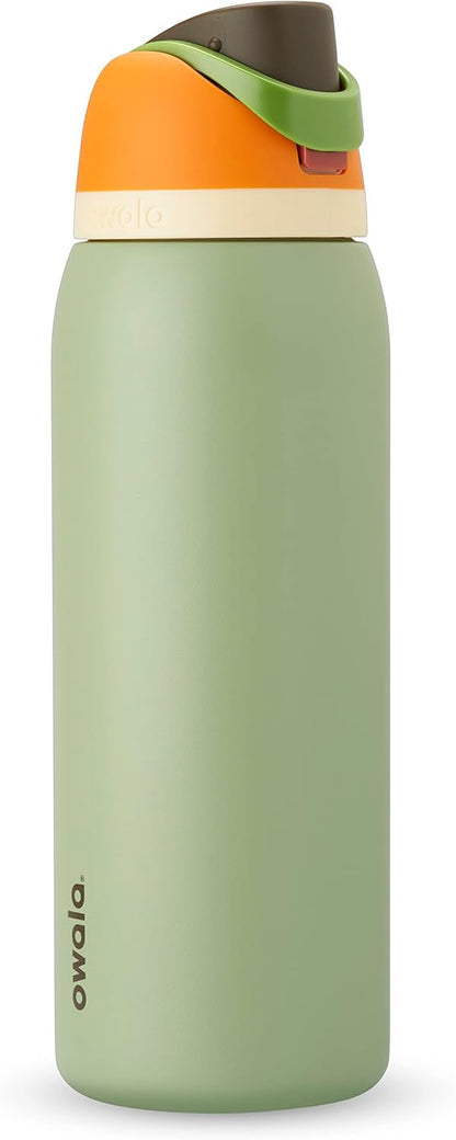 Owala FreeSip Insulated Stainless Steel Water Bottle with Straw for Sports and Travel, BPA-Free, 24-oz, Very, Very Dark