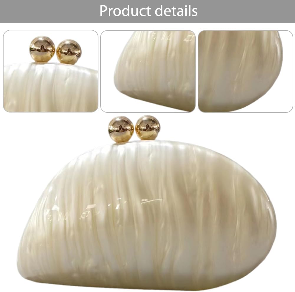 AZURAOKEY Sparkly Acrylic Evening Seashell Clutch Purse for Women Acrylic Evening Clutch Bag for Wedding Cocktail Party