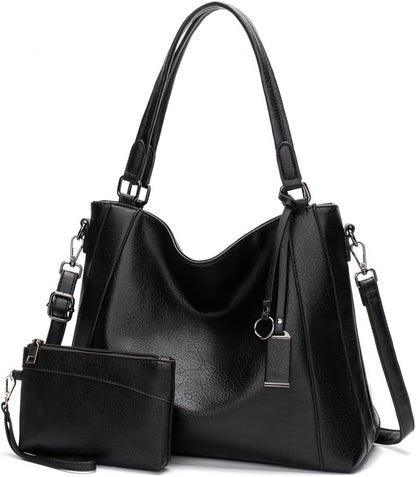 Hobo Bags for Women Handbags Purse Ladies Boho Shoulder Bag Crossbody Purses PU Leather Brown 2PCS