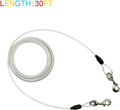 Petest 25ft Reflective Tie-Out Cable for Small Dogs Up to 35 Pounds