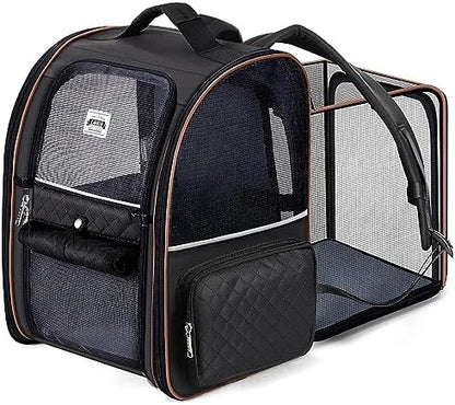Lekespring Cat Bag, Expandable Cat Backpack Carrier for Small Dogs Medium Cats Fit Up to 18 Lbs, Dog Backpack Carrier, Foldable Pet Backpack Carrier for Travel, Hiking, Outdoor Use (Grey)