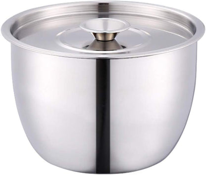 Stainless Steel Mixing Bowl with Lid, Deep Metal Cake Basin, Salad Egg Dessert Baking Bowl