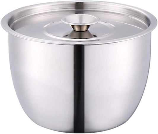 Stainless Steel Mixing Bowl with Lid, Deep Metal Cake Basin, Salad Egg Dessert Baking Bowl