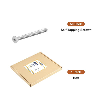 DTGN 100Pcs #8x1 Flat Head Wood Screws, 304 Stainless Steel Phillips Self Tapping Screws - Good for Woodworking, Furniture - Silver