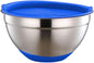 Stainless Steel Mixing Bowls With Airtight Lids, Colorful Silicone Flat Base Nesting Metal Bowls, Measurement Lines, Salad Bowl Cooking Bowl With Lid And Silicone Bottom(20cm)