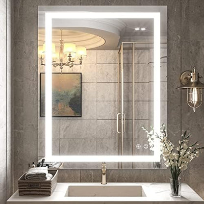 TETOTE 36 x 28 Bathroom LED Mirror Bedroom LED Mirror Fashion Style Vanity Makeup Mirror Dimmable Anti-Fog Wall Mounted Birthday Gift Housewarming Gift Wedding Gift