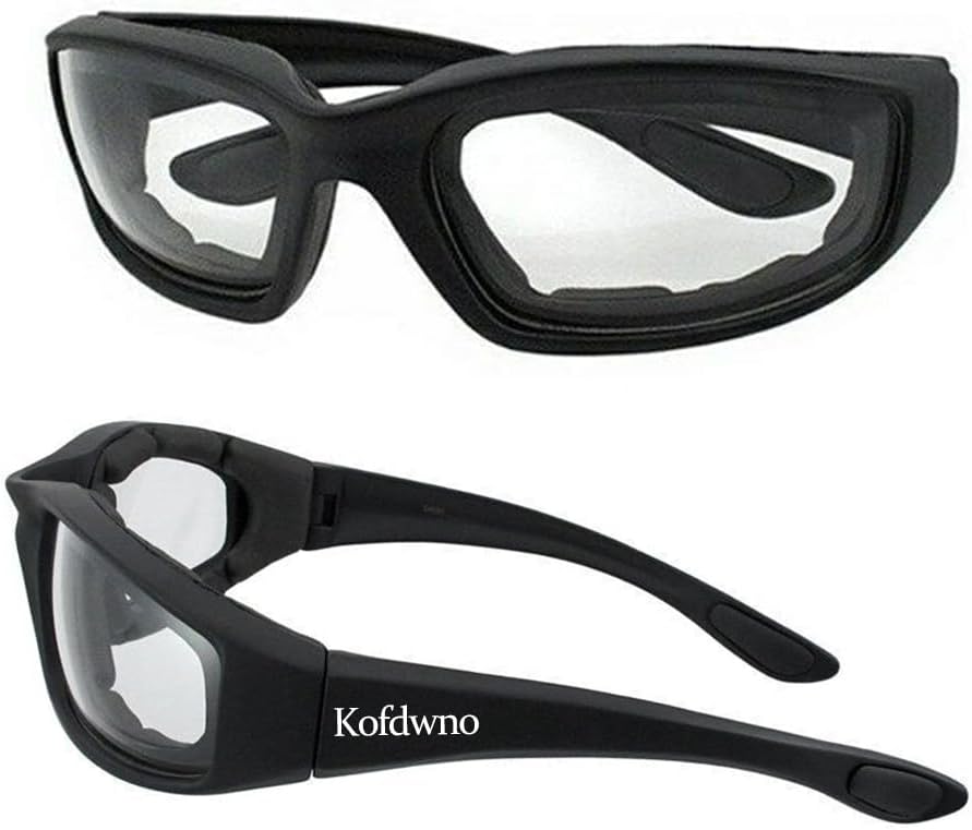 Driving Motorcycle Riding Glasses Foam Padded Eyeglass Motocross Goggles Waterproof Anti-Wind Dustproof UV Protection Bicycle Motorcycle Sunglasses for Outdoor Activities Sports Eyewear(Clear Lens)